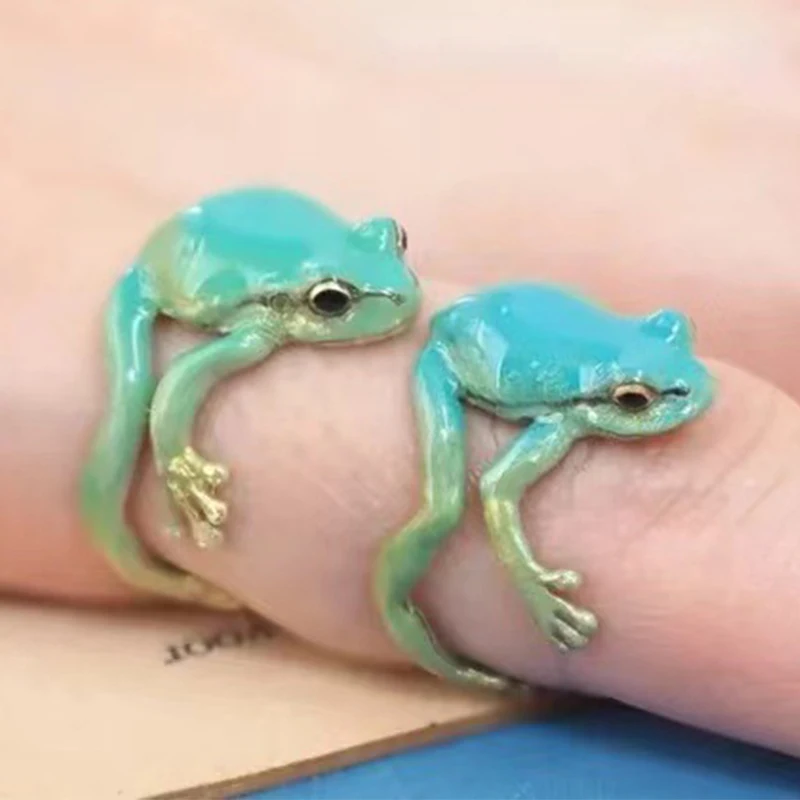 Bague grenouille réglable vert pour homme et femme élégante_voghion.com
