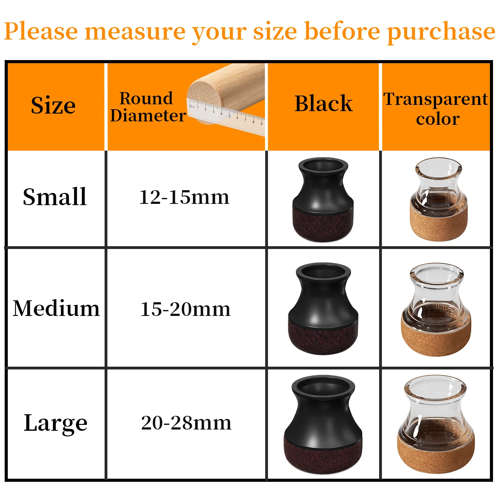 Chair Leg Protectors with Felt Pads for Floor Protection, 16-Piece Set