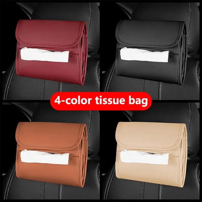 

PU Leather Car Tissue Holder Wipes Box With Elastic Band Multifunctional Napkin Dispenser For Car Storage Decoraton Accessories