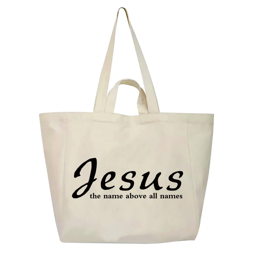 Tote Bag Large Capacity Shoulder Bags Print Jesus Series Casual Canvas Commuter Work Organizer Women's Bag Shopping Pounch