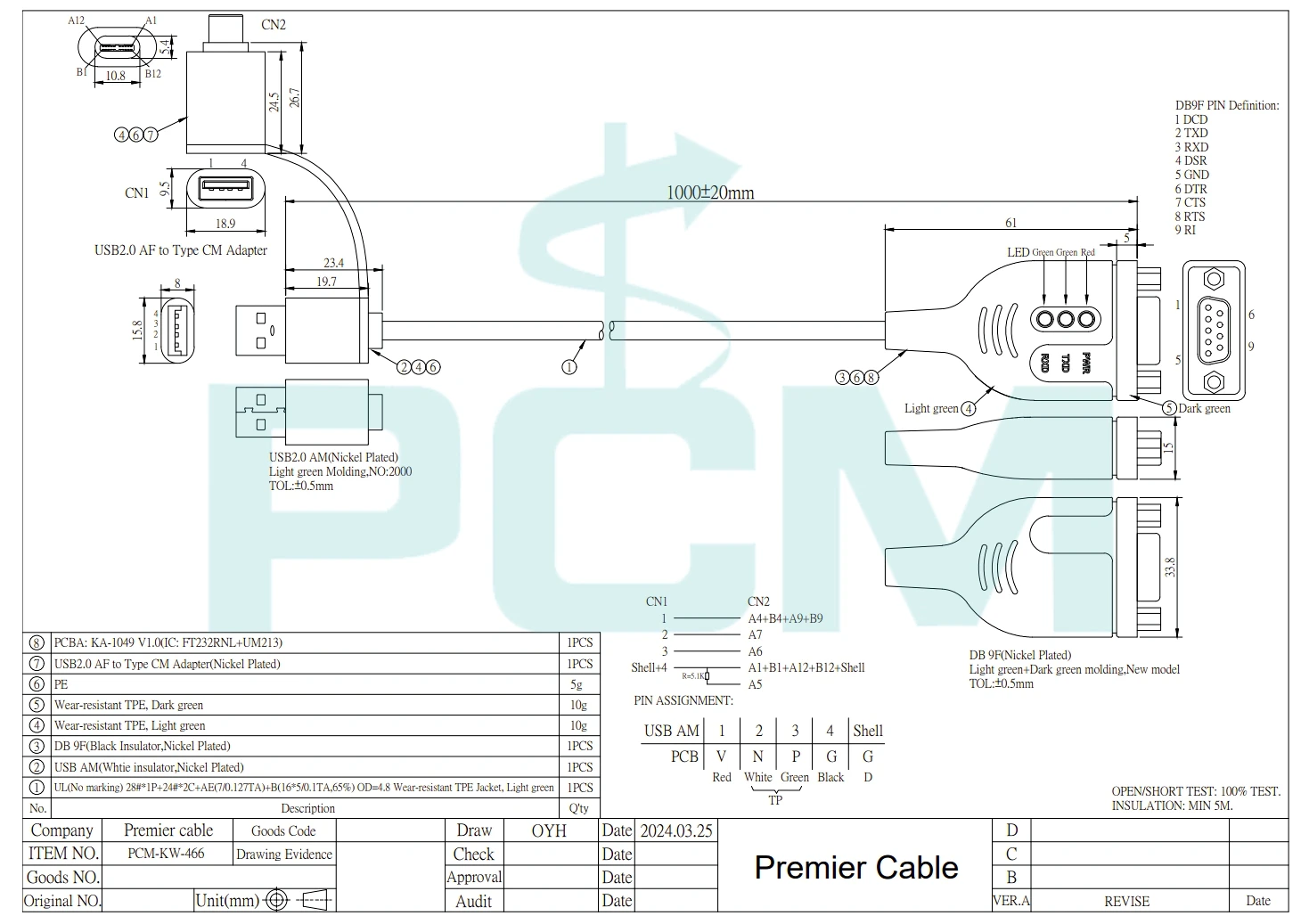 RS232 zu USB Serielles Kabel mit FTDI FT232RN Chipsatz USB zu RS232 COM Port Serieller PDA 9-poliger DB9-Kabeladapter, unterstützt Windows 7 64 – Detail 1