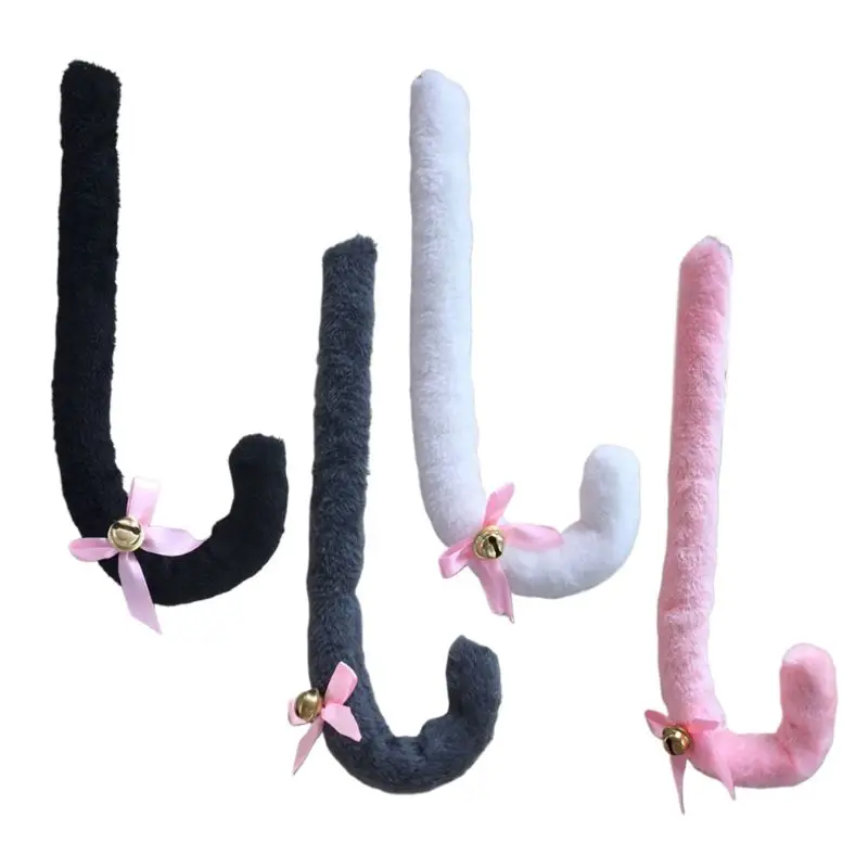 

MXMB Unisex Cosplay Anime Costume Plush Long for Cat Tail with Bowknot