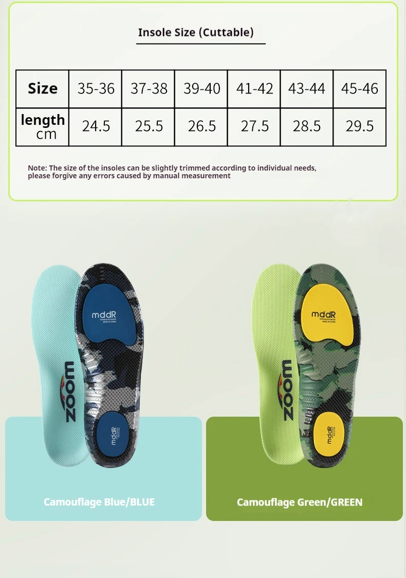 1 Paar rutschfeste Sport-Einlegesohlen zur Unterstützung des Fußgewölbes, orthopädische Schuhpolster, hochelastische, stoßdämpfende Einlegesohle – Detail 8