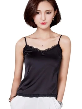 ملابس علوية قصيرة Canotta Donna Estiva قميص نسائي استوائي بدون أكمام قميص نسائي حريري كاميس بدون أكمام Blusa صيفي أنثوي