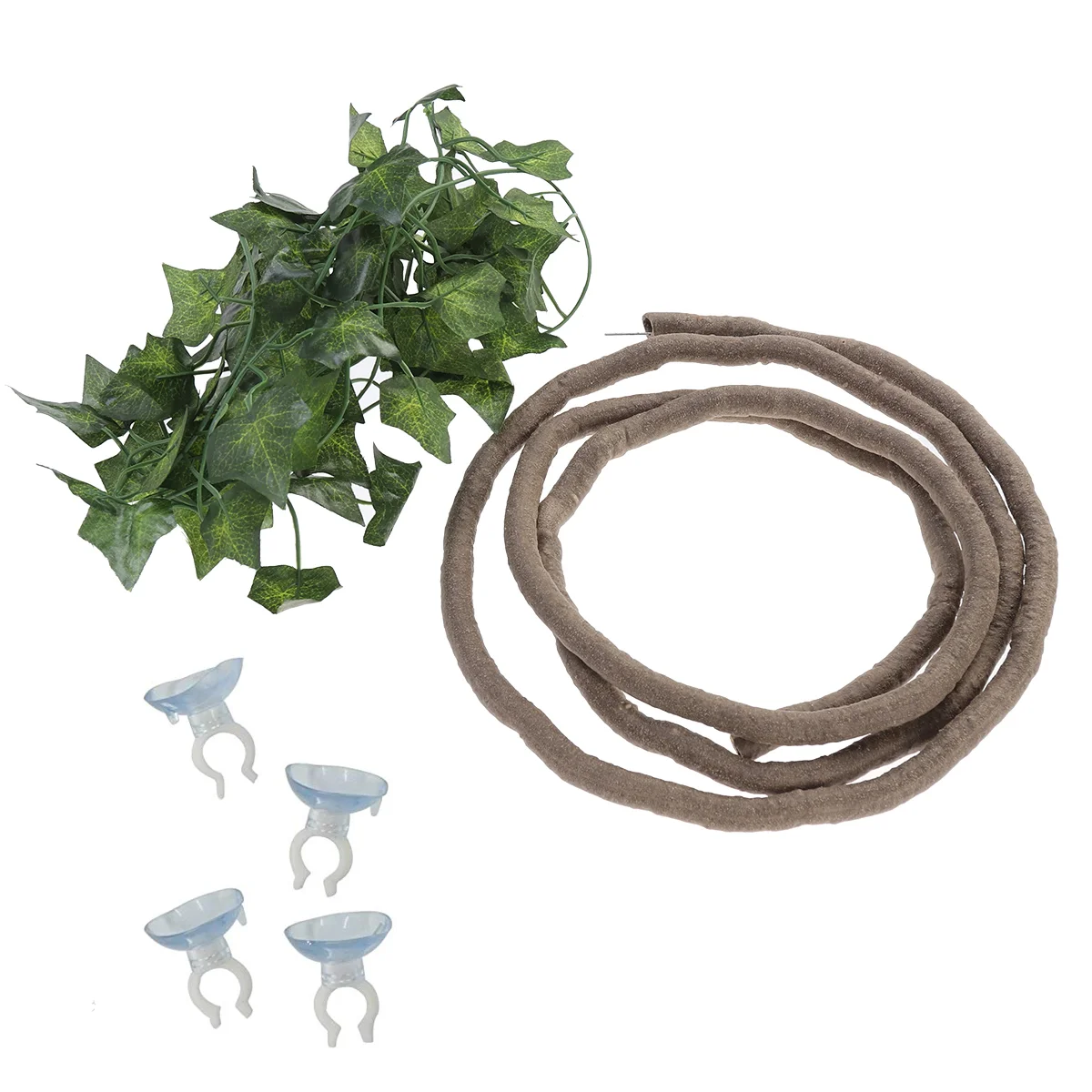 Artificial Vine Reptile Climbing Branch - 9.8ft Flexible Rattan With Leaves & Suction Cups For Lizards, Geckos, Snakes