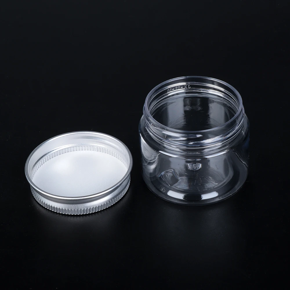 1PC 30-250ml Aluminum Cap Cosmetic Tin Pot Lip Balm Jar Oil Wax Transparent Plastic Empty Bottle Home Container Storage Bottles