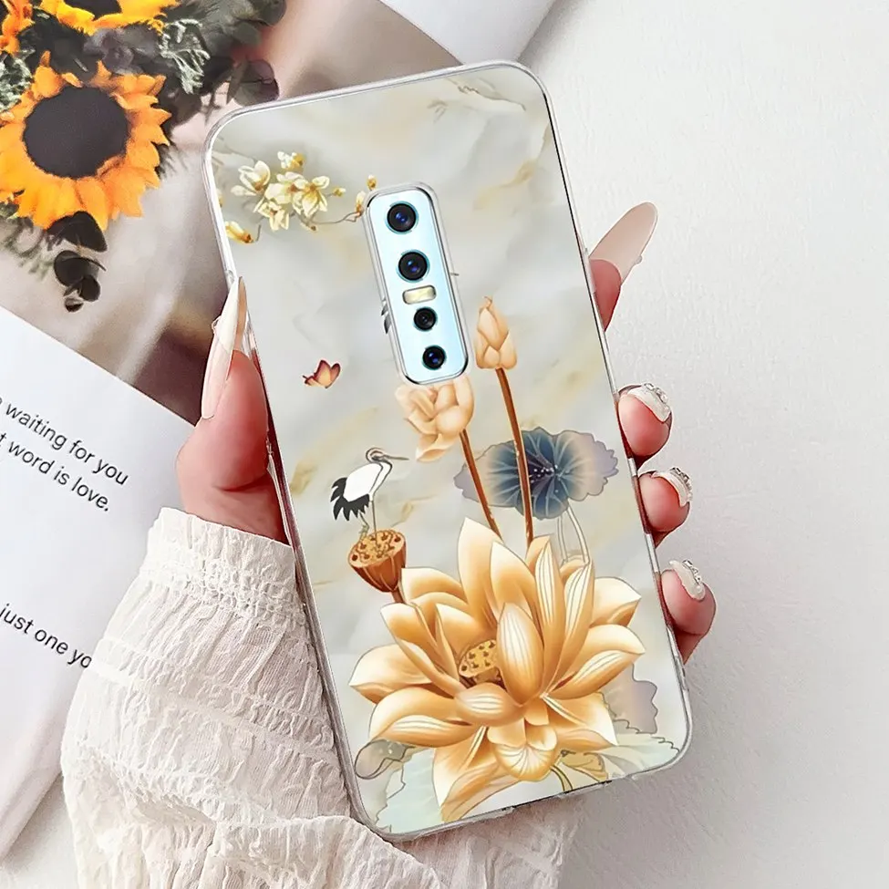 Clear Luxury Fashion Flowers Cat Design Soft Back Phone Case