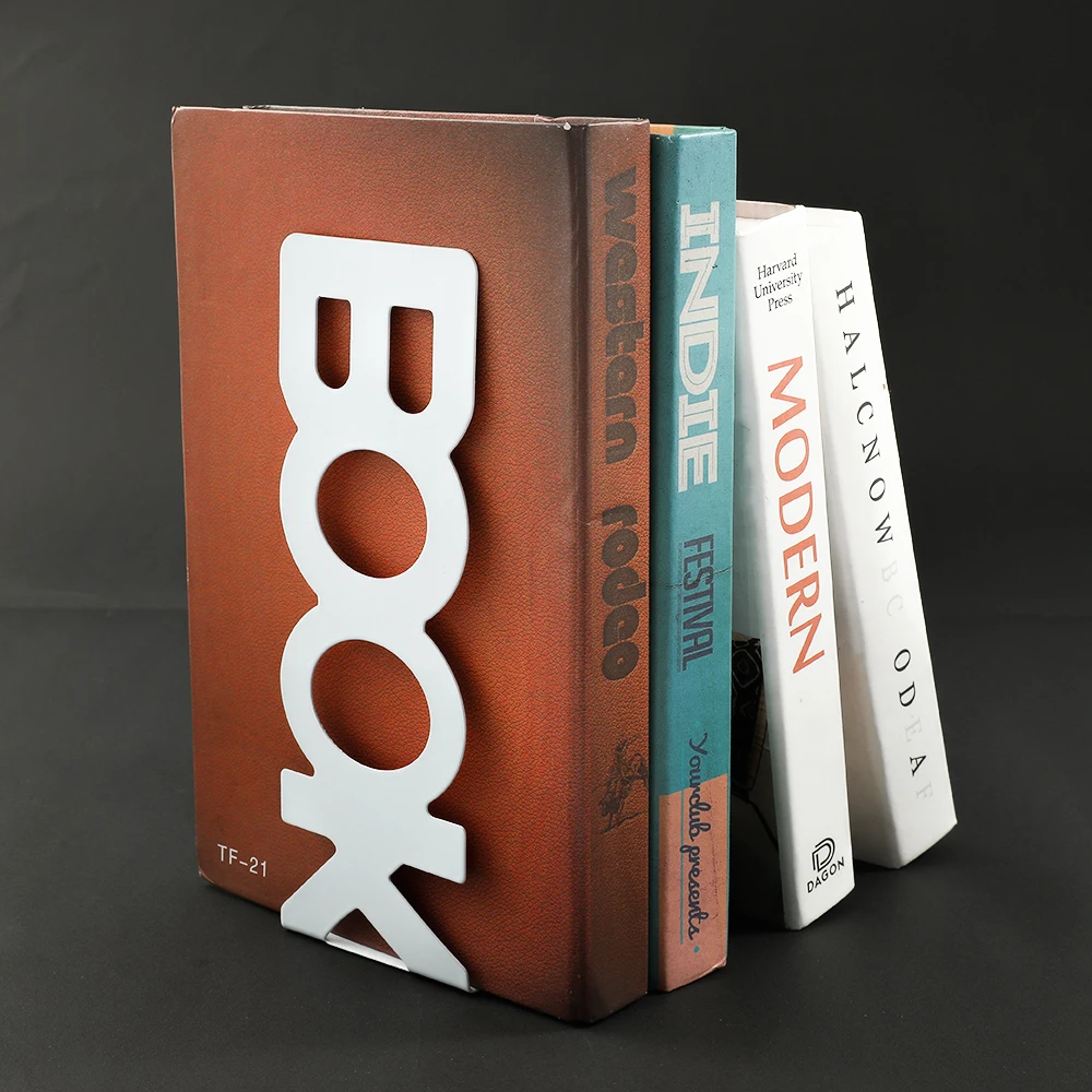Book Word Book Rack Heavy Duty Metal Bookend Office Desktop Home Office supplies Bookshelf for Lovers Ends 2Pcs book organizer book holder book stand book terminal
