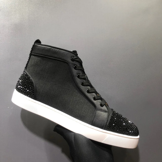 CHRISTIAN LOUBOUTIN FLAT SNEAKER HIGH TOP BLACK DIAMOND 