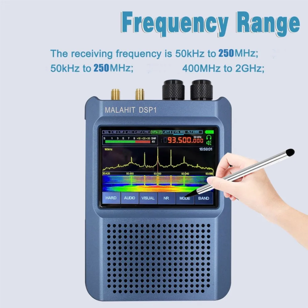 

Новинка, радиоприемник DSP1 из Малахита, SDR 1.10d Полный режим AM, SSB (LSB USB), CW, NFM, WFM DSP шумоподавление 50 кгц-2 ГГц