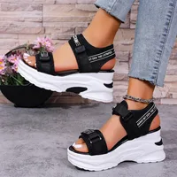 Femmes plate-forme sandales à talons compensés mode d'été nouvelles chaussures confortables pour les femmes léger décontracté Velcro plage sandales Zapatos De Mujer 5