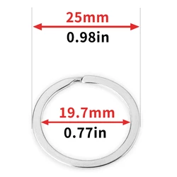 Assortment of Round Flat Line Split Rings for Keychain and Jewelry Crafting (Multiple Sizes, 20 - 100 Pieces) (25mm)