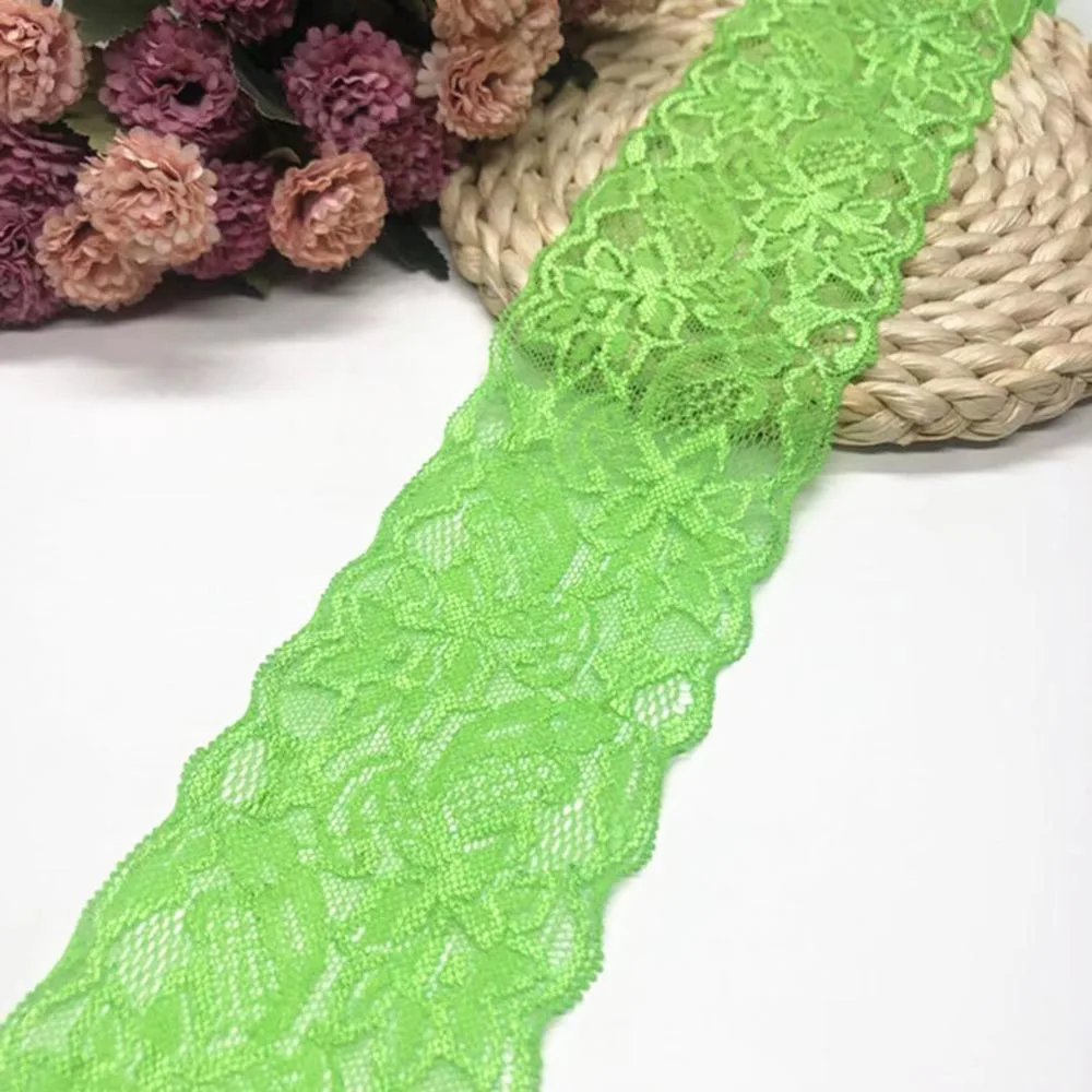 1 ~ 10Yard Breite 8cm elastische Spitze Nähband weiß rot Stretch Spitze Trimmen Stoff Strick material DIY Kleidungs stück Zubehör – Detail 9