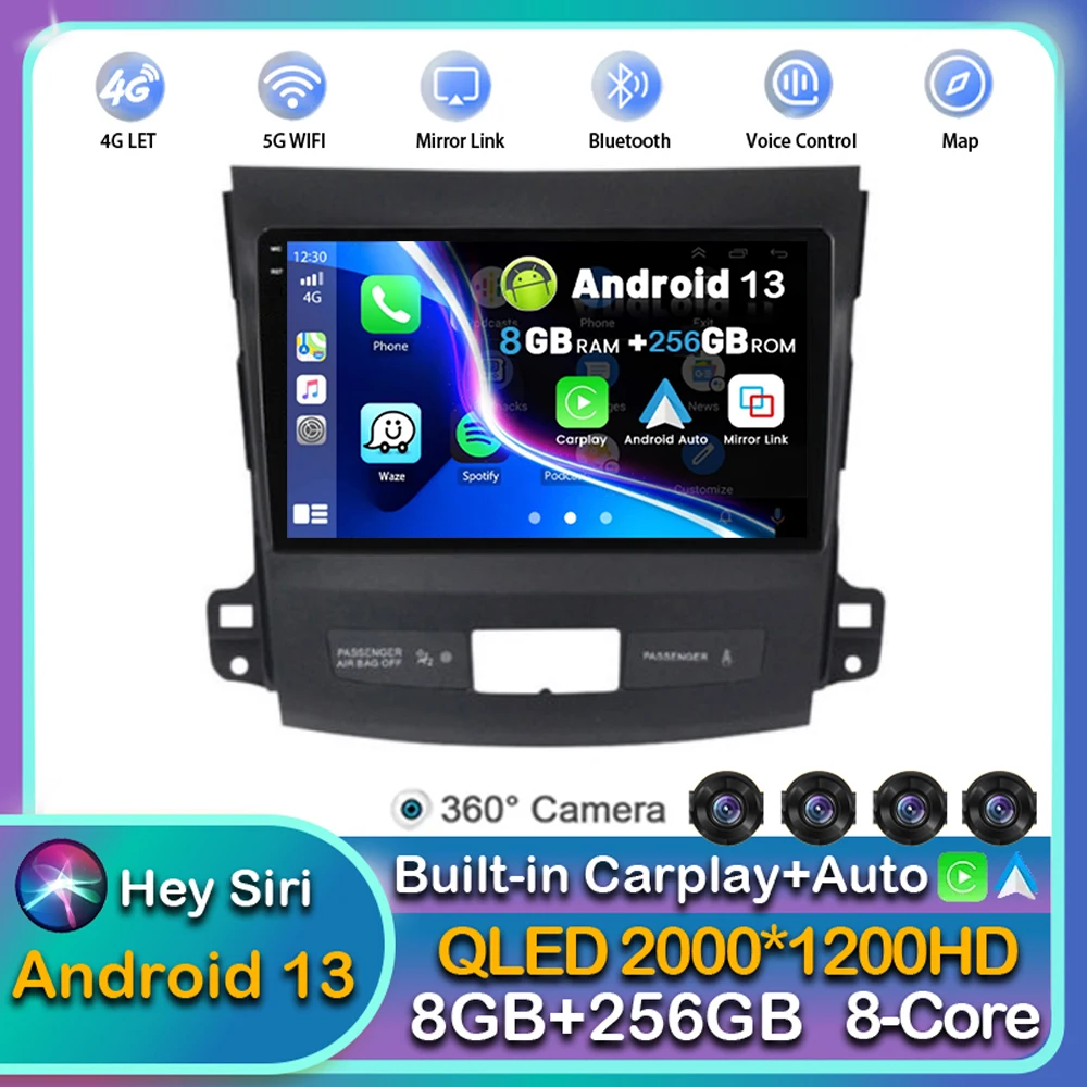 

Android 13 Carplay Car Radio Multimedia Player For Mitsubishi Outlander 2006-2011 Peugeot 4007 Citroen C-Crosser Stereo Gps 2Din