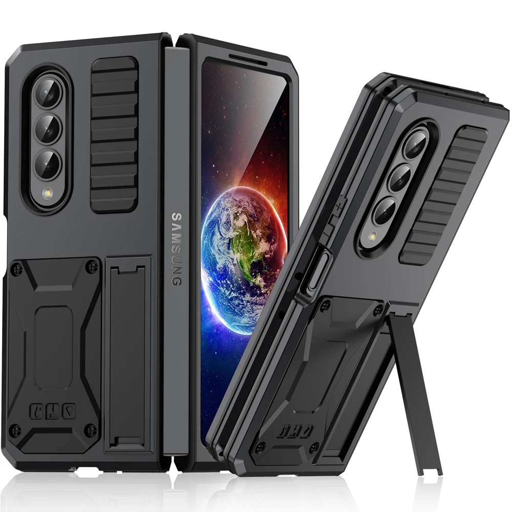 Heavy Duty Fundas Metal Stand Case for Samsung Galaxy Z Fold4 Fold 4