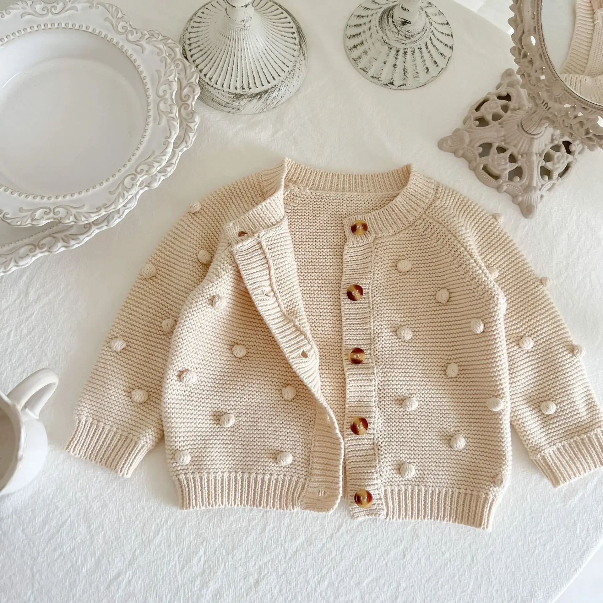 Baby Knitting Sweater Cardigan 0-3 Years Old Autumn Infant Toddlers Clothing Boys Girls Baby Solid Color Sweater Cotton Top