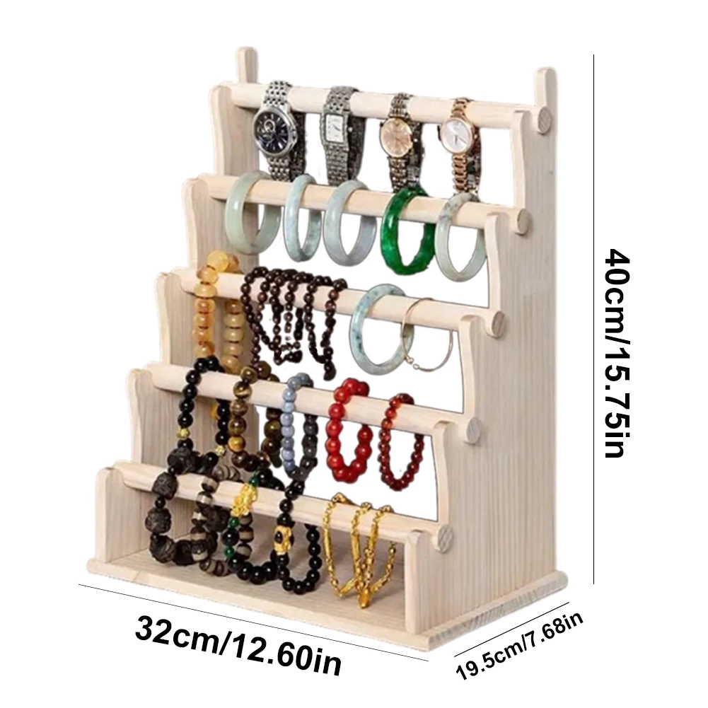 5 Layer Wooden Bracelet Holder Bracelet Display Stand Jewelry Organizer