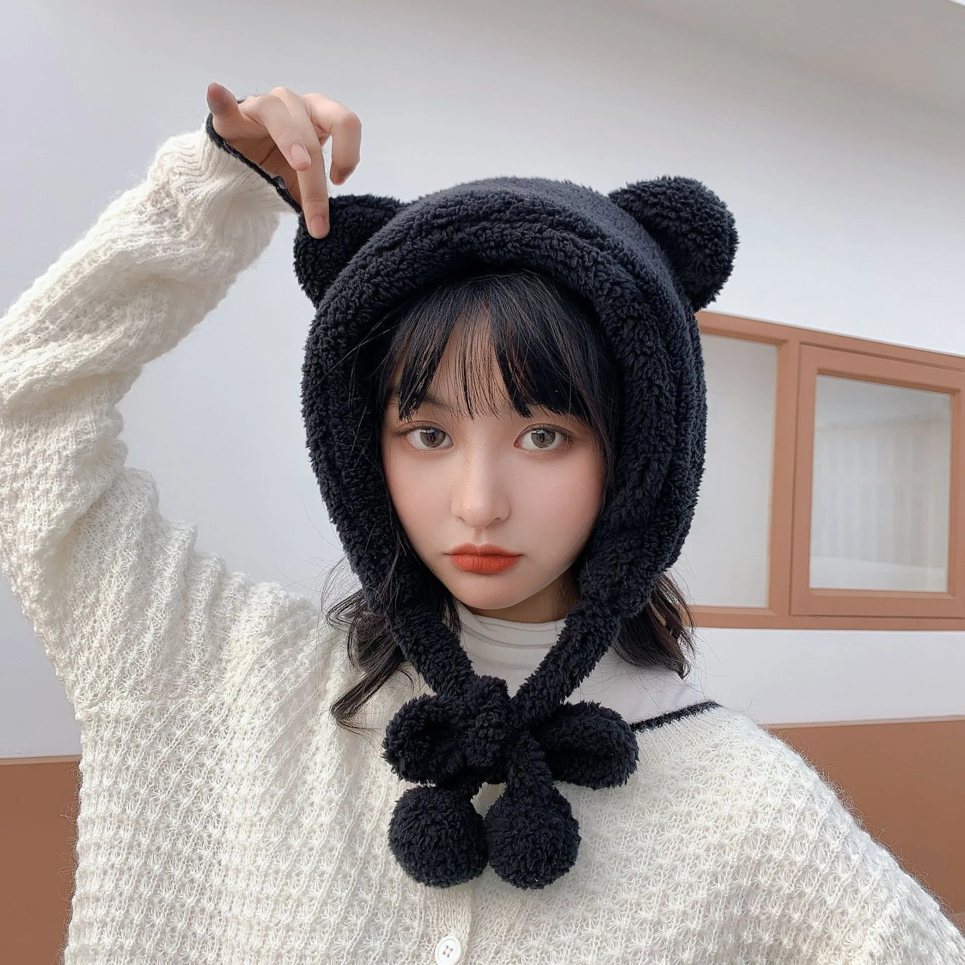 aeae EARFLAP BEANIE チャコール The Dori Earflap Beanie – Coal Headwear
