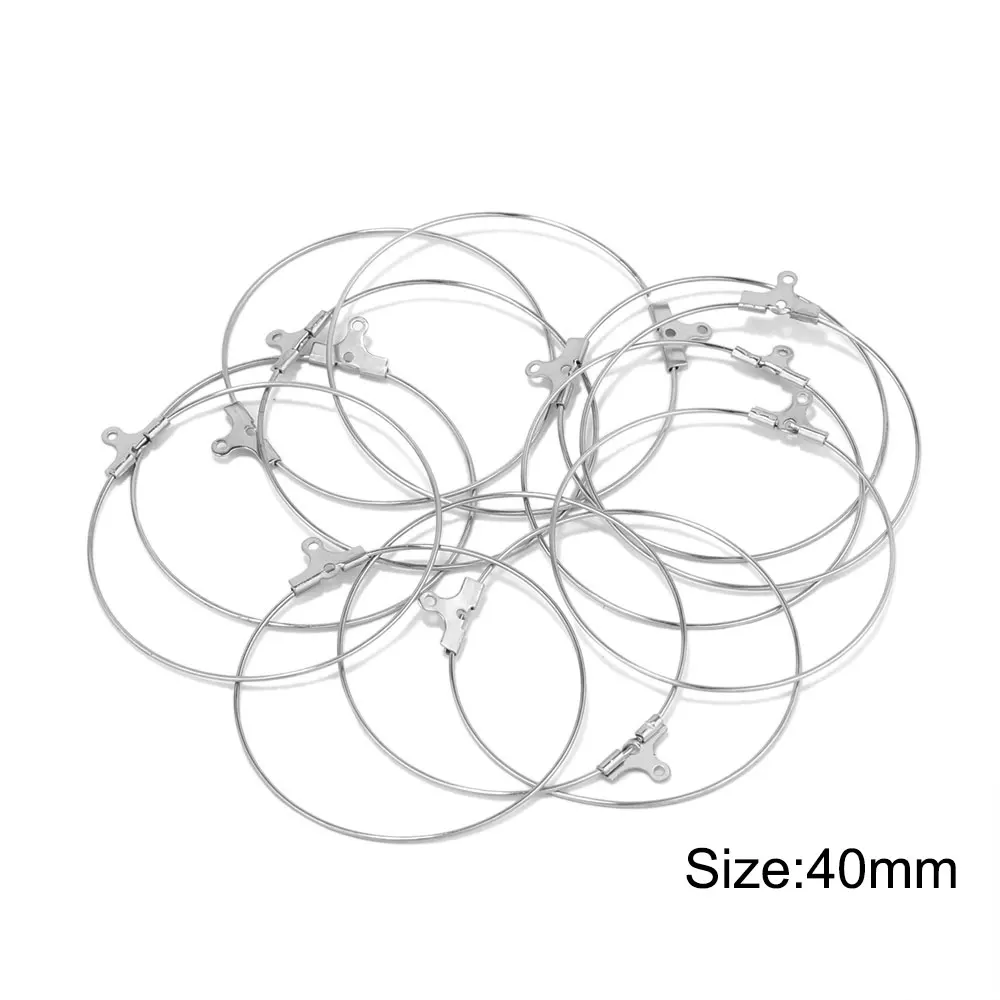 20Pcs Edelstahl 20/25/30/35/40/45mm Hoop Ohrringe Großen Kreis ohr Draht Ohrring Haken Anschluss DIY Ohrringe Schmuck Machen – Detail 8