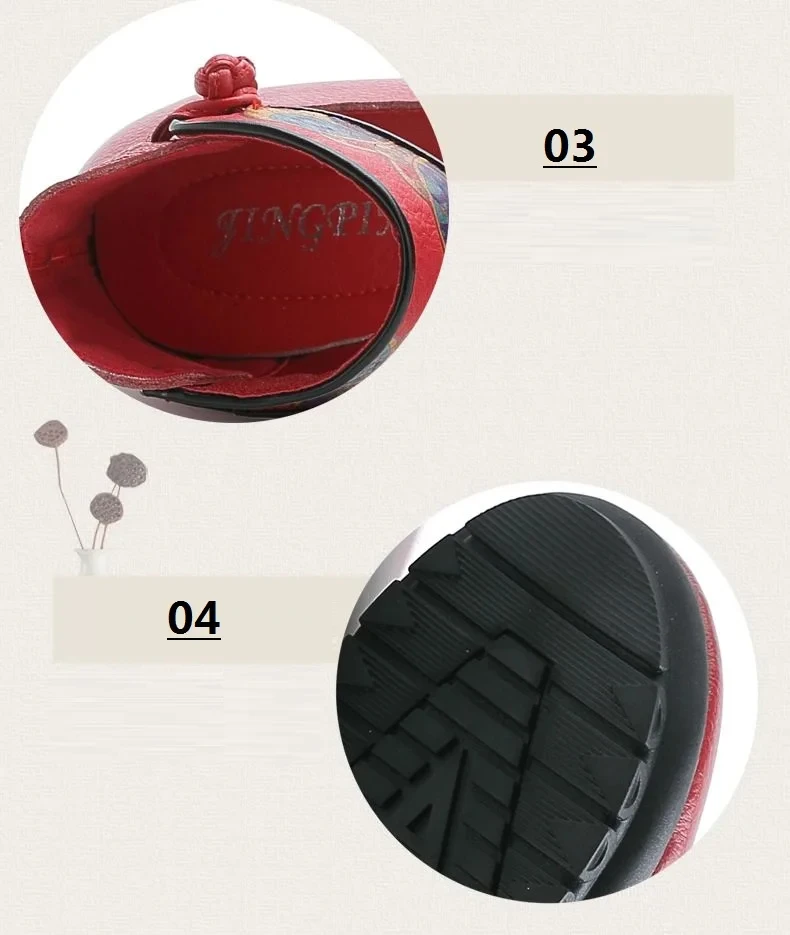 Feerldi Mom Soft Moccasins Woman 2024 Newest Floral Mary Janes Shoes Summer Round Toe Leather Pumps Women Shoes