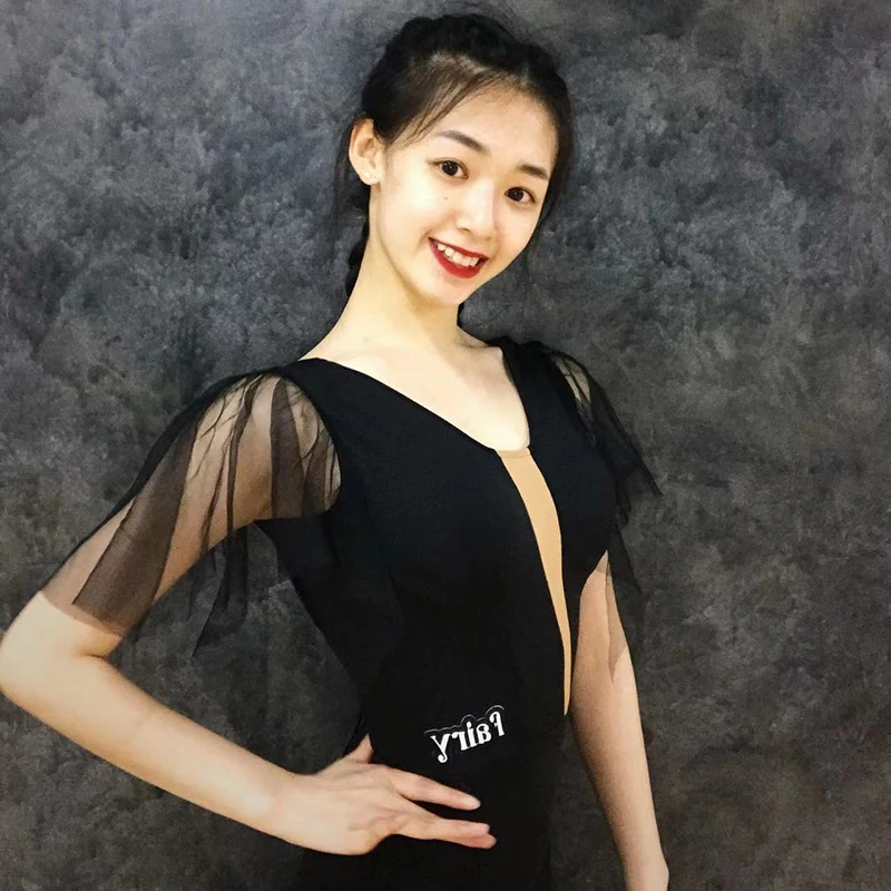 여성용 국가 표준 댄스 의상, 현대 무용 드레스, 블랙 상의, 스윙 스커트 정장, 볼룸 댄스 드레스, DN14595, 신제품