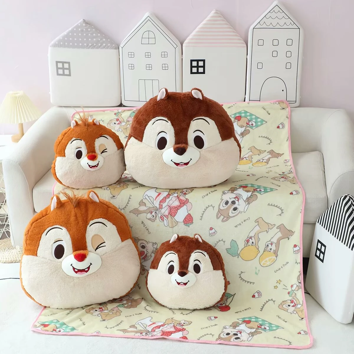 Disney Chip 'n' Dale Plush Headrest Cartoon Anime Stuffed Pillow Cute Pillow Blanket Home Decor Nap Blanket Gifts For Girl 4