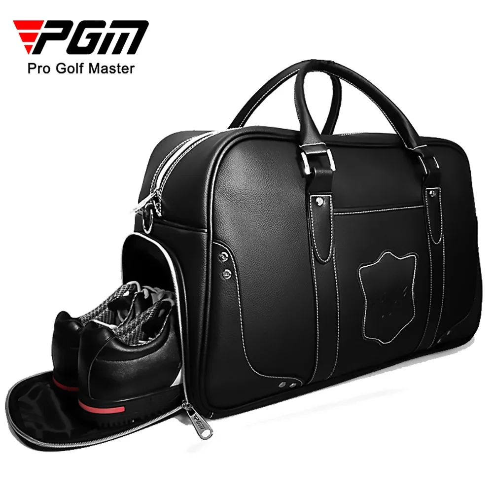 pgm-genuine-leather-golf-clothing-bag-men's-portable-ball-bag-with-built-in-shoe-bag-golf-bag