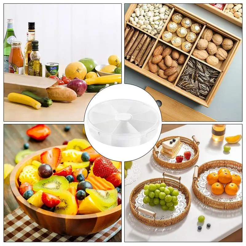 

Divided Serving Tray Detachable Dividers Round Fruit Storage Platter With Removable Kitchen Gadget For Coffee Table Birthday