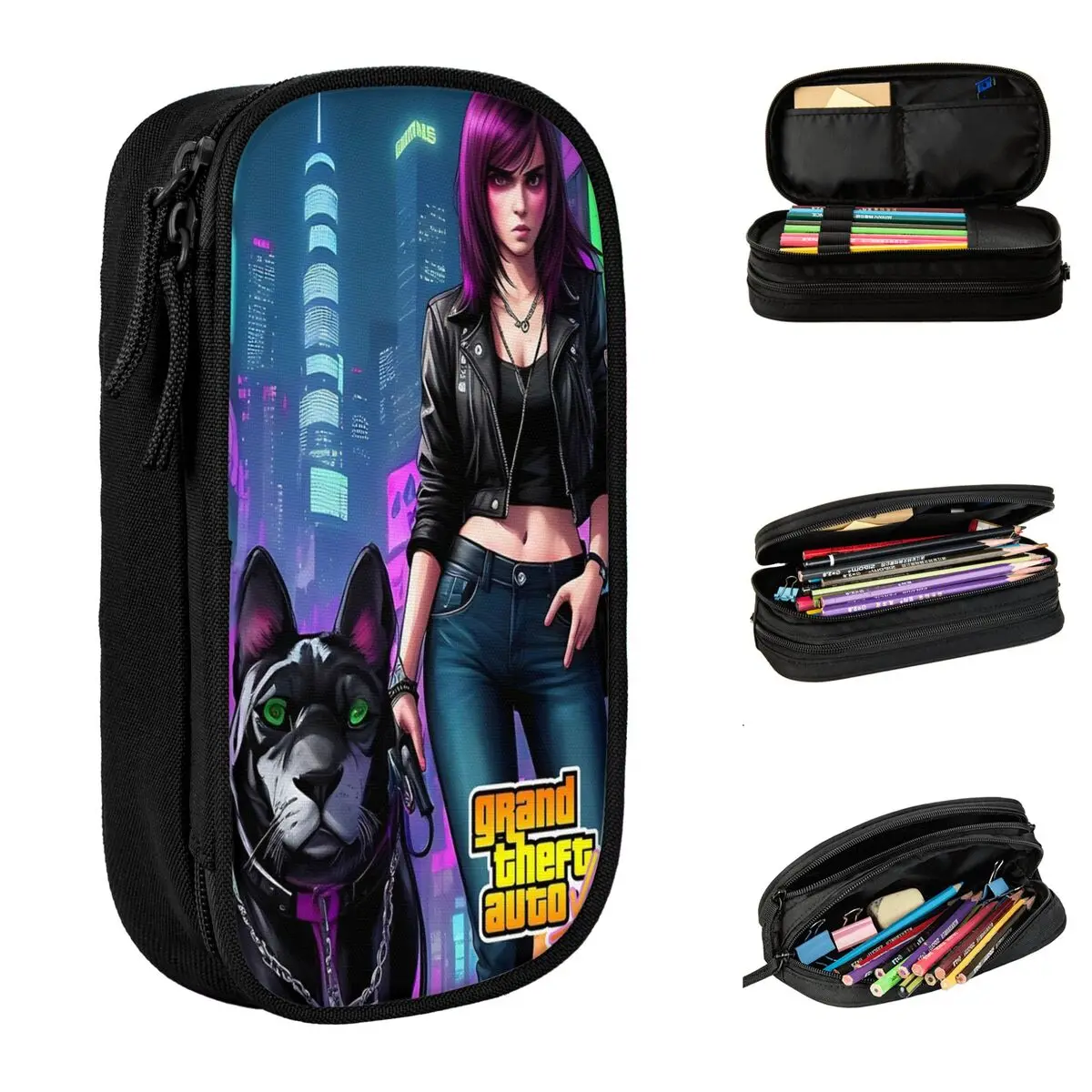 Nuovo Gioco Gta 6 Lucia Pen Box Double Layer Large-Capacity Kids Pencil Bag Incredibile Regalo