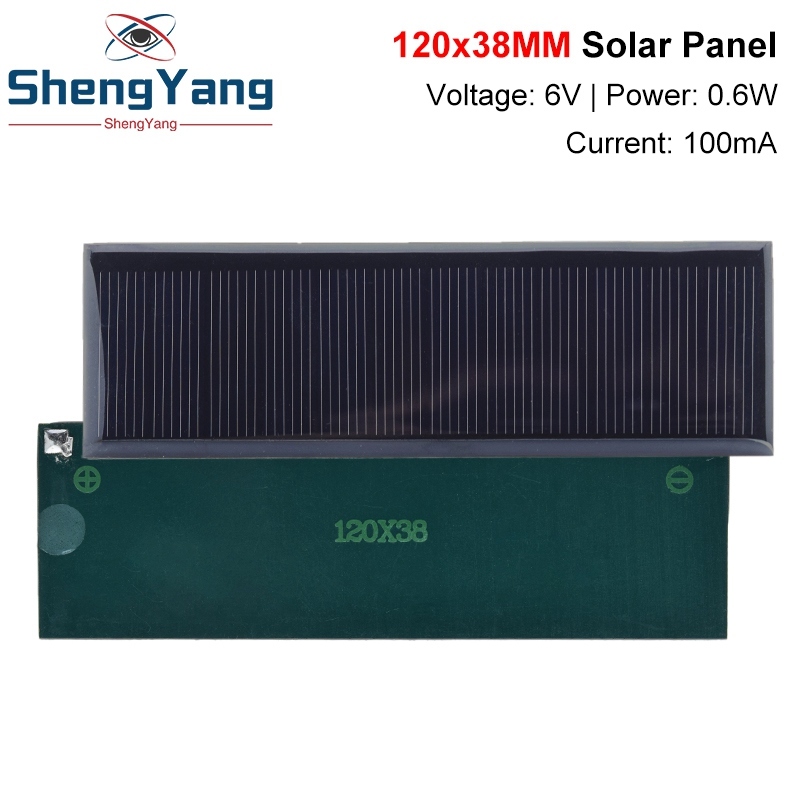 TZT 6V 100mA 0.6W Solar Panel Polycrystalline 120*38MM Mini Sunpower Solar System DIY for Battery Cell Phone Charger