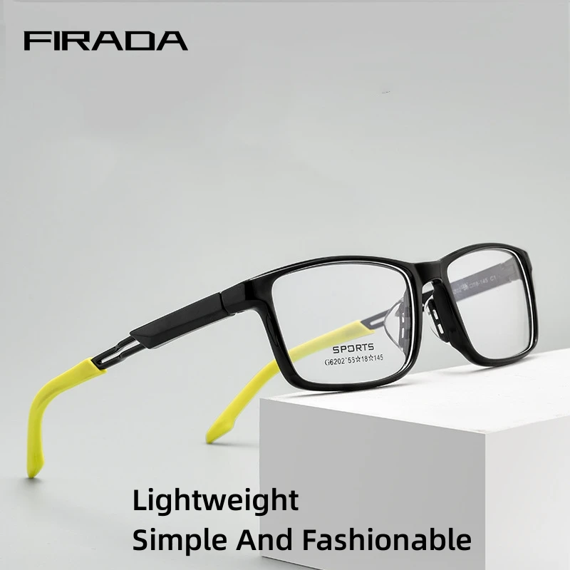 

FIRADA Fashion Transparent Eyewear Vintage Square Basketball Sports Eyeglasses Optical Prescription Glasses Frame For Men 6202G