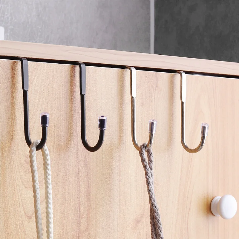 No Punching Behind Cabinet Door Traceless Kitchen Stainless Steel S-shaped Double Hook