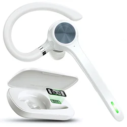 Wireless Bluetooth Headset with Long Battery Life and Noise Cancellation (White)