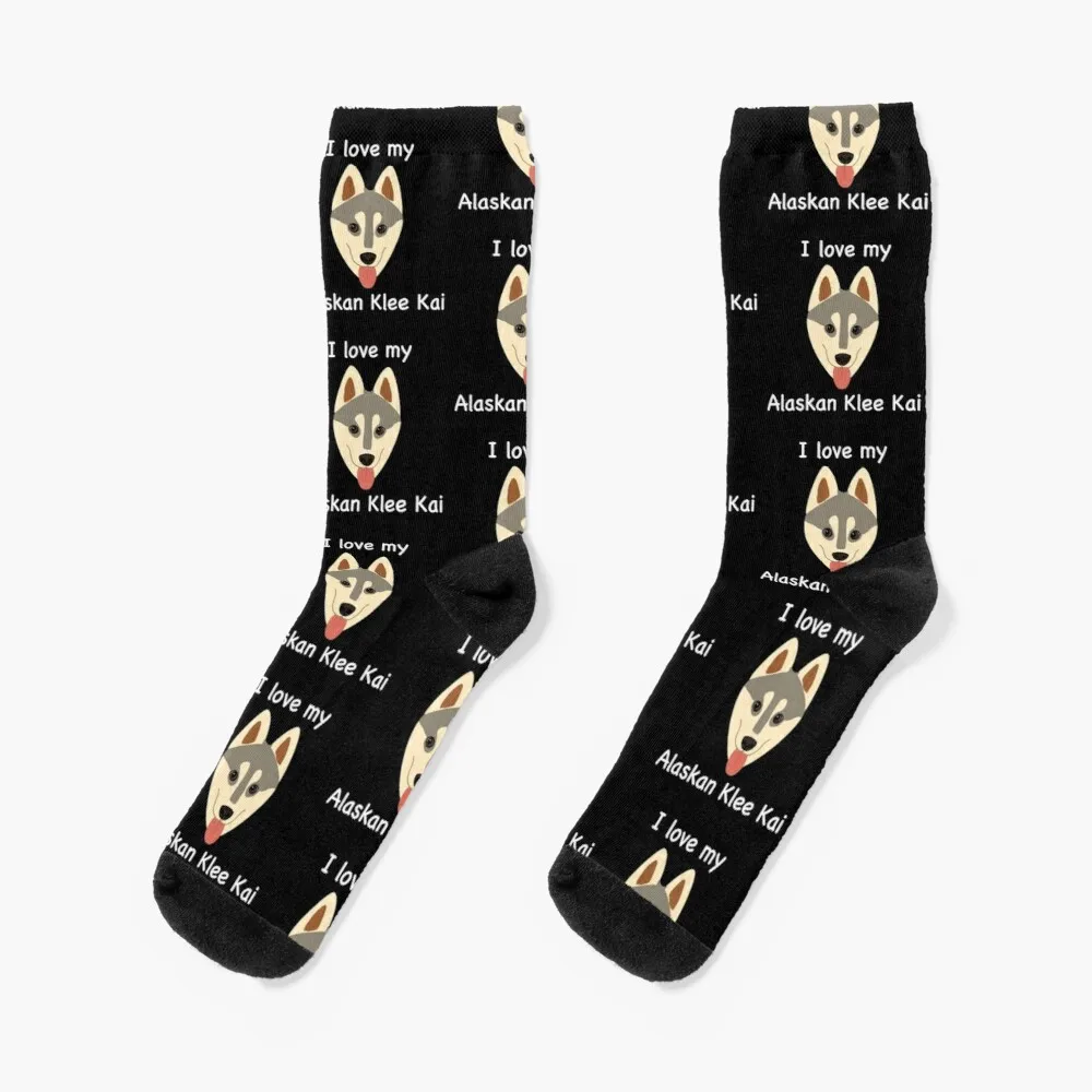 

I Love My Alaskan Klee Kai (grey with brown eyes) Socks Gifts For Men Men'S Cycling Socks