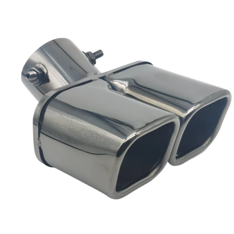 

1 PCS Universal Square Dual Outlet Exhaust Tip 304 Stainless Steel Titanium Black Car Exhaust Muffler Inlet 60MM/76MM