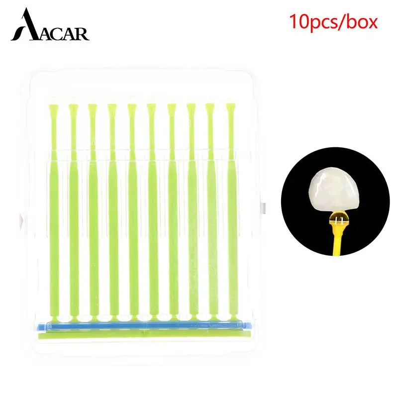 

10Pcs Disposable Dental Applicator Sticks Adhesive Tip, Tooth Crown Porcelain Veneer Dental Materials Brush Applicator