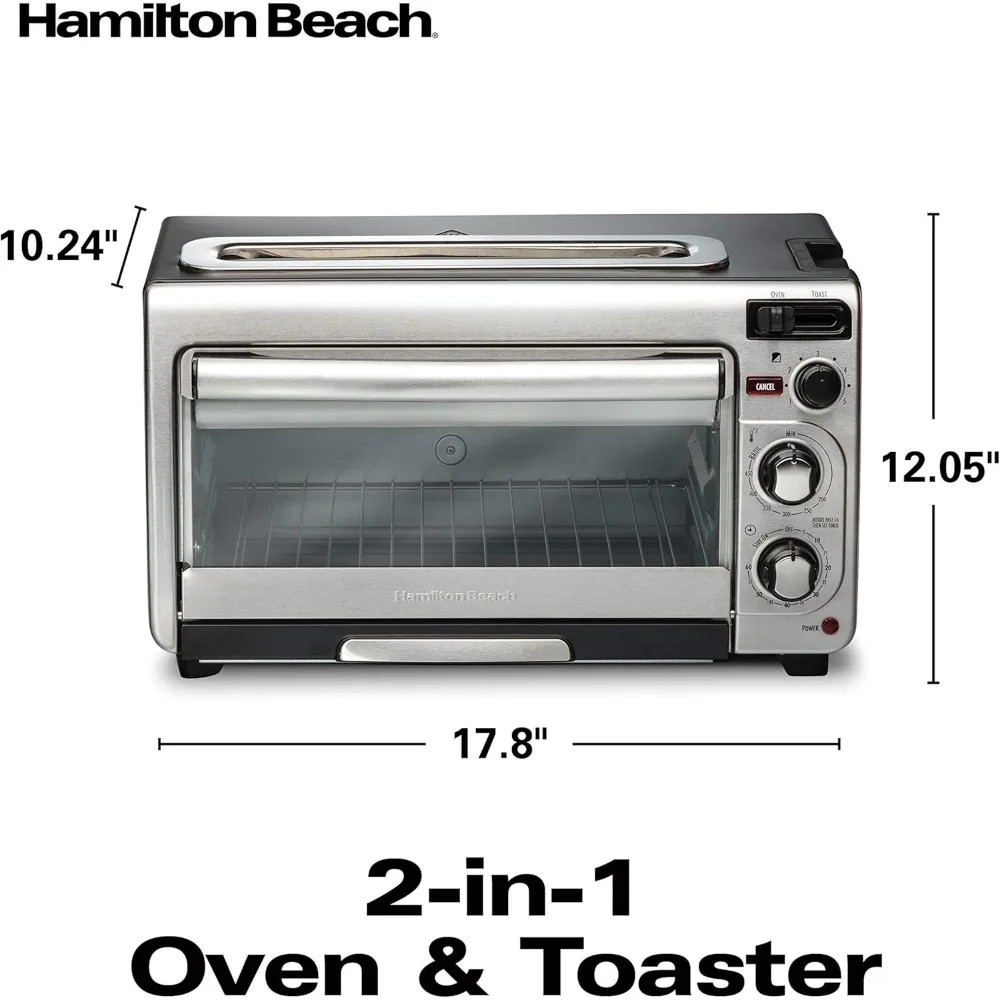 2-in-1 Countertop Toaster Oven and Long Slot 2 Slice Toaster 60 Minute Timer and Automatic Shut Off Shade Selector