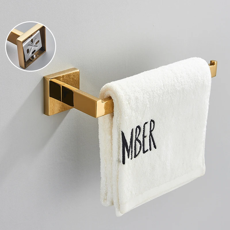 Golden Bathroom Hardware Set Accessories Whole Stainless Steel Paper Holder Bathroom Bar Towel Rack Rail Nail Installation Shelf