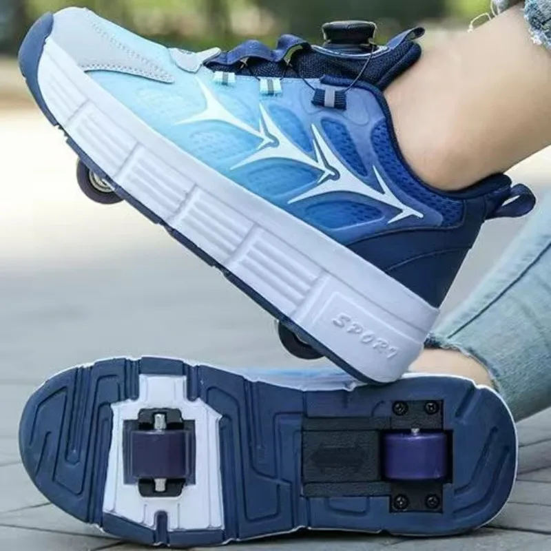 

2023 Hot Children Walking Shoes for Unisex Boys Girls Rotating Buckle Roller Skates Student Hidden Deformation with Wheel Shoes