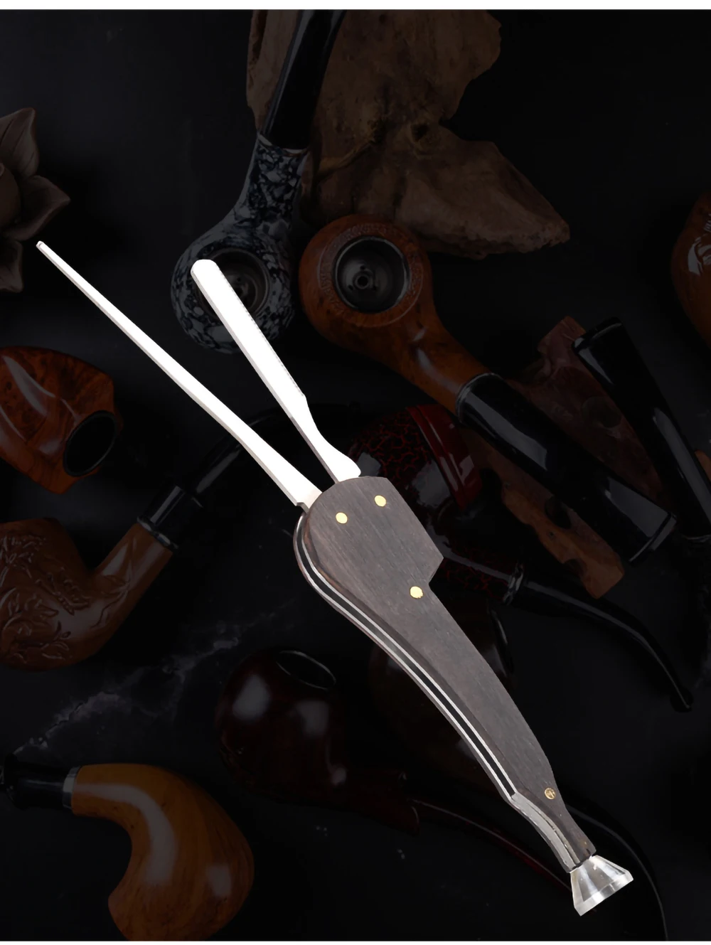 Smoking Pipe Needle Scraper Pressure Stick 3 in 1 Wood&Alloy Tobacco Pipe Cleaning Tool Smoking Accessories Wholesale Retail