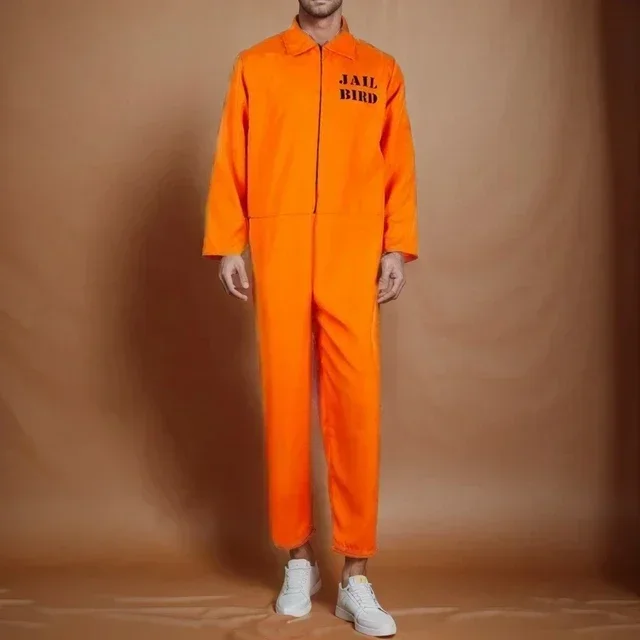 1PC Cosplay Prisoner Uniform Costume Pants Man And Woman Jumpsuit Adult Orange Prison Uniform Adult Halloween Party Costume Prop