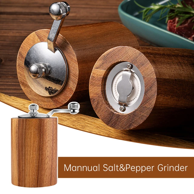 Pepper Mill With Crank Handle Wood Large Capacity Hand, 52 OFF