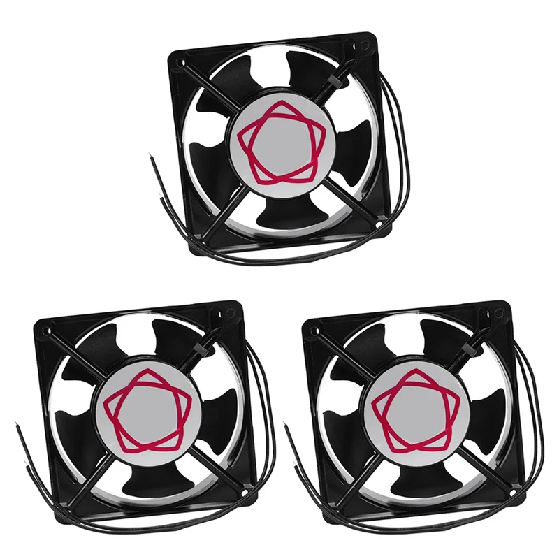 

3Pcs 120X120X38mm 5 Blades Metal Frame Axial Flow Cooling Fan AC 220/240V 0.14A 22W