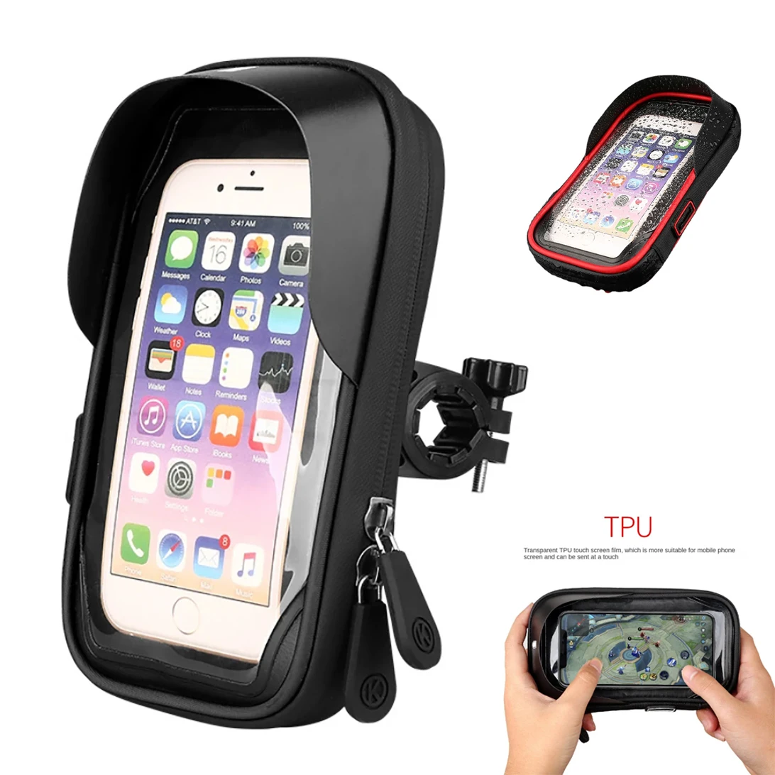 

Bike Handlebar Phone Bag Bicycle Mobile Phone Holder Pouch Sensitive Touch Screen Waterproof with Rain Cover Cycling Bag