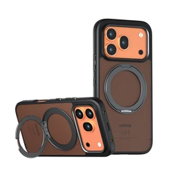 360 - Degree Rotating Matte Frosted Shockproof Armor Case with Magnetic Bracket for Honor 400 smart (Black With Bracket)