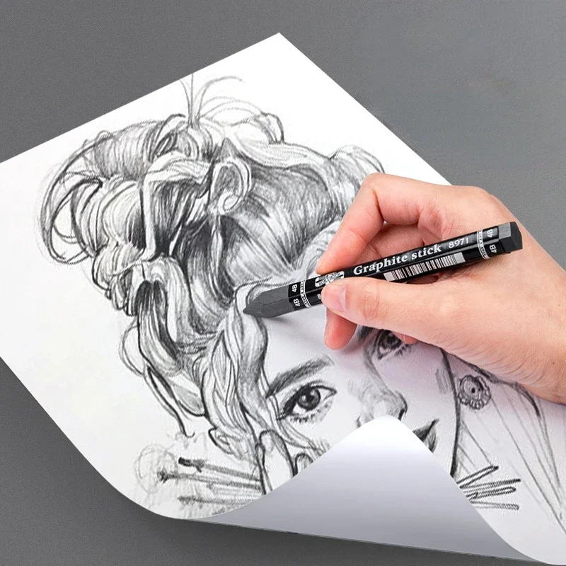 HB/2B/4B/6B Woodless Hexagonal Graphite Stick Pencil Bold Black Charcoal Art Student Sketch Painting Graphite Pen 4