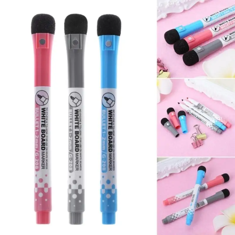 4Pcs 컬러 마그네틱 화이트보드 마커 내장 지우개 1.0-2.0MM 라인 와이드