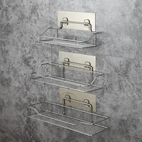 Stainless Steel Bathroom Storage Shower Shelf Punch-Free Kitchen Toilet Wall Hanging Rack Organizer Bathroom Corner Shelves Set 1