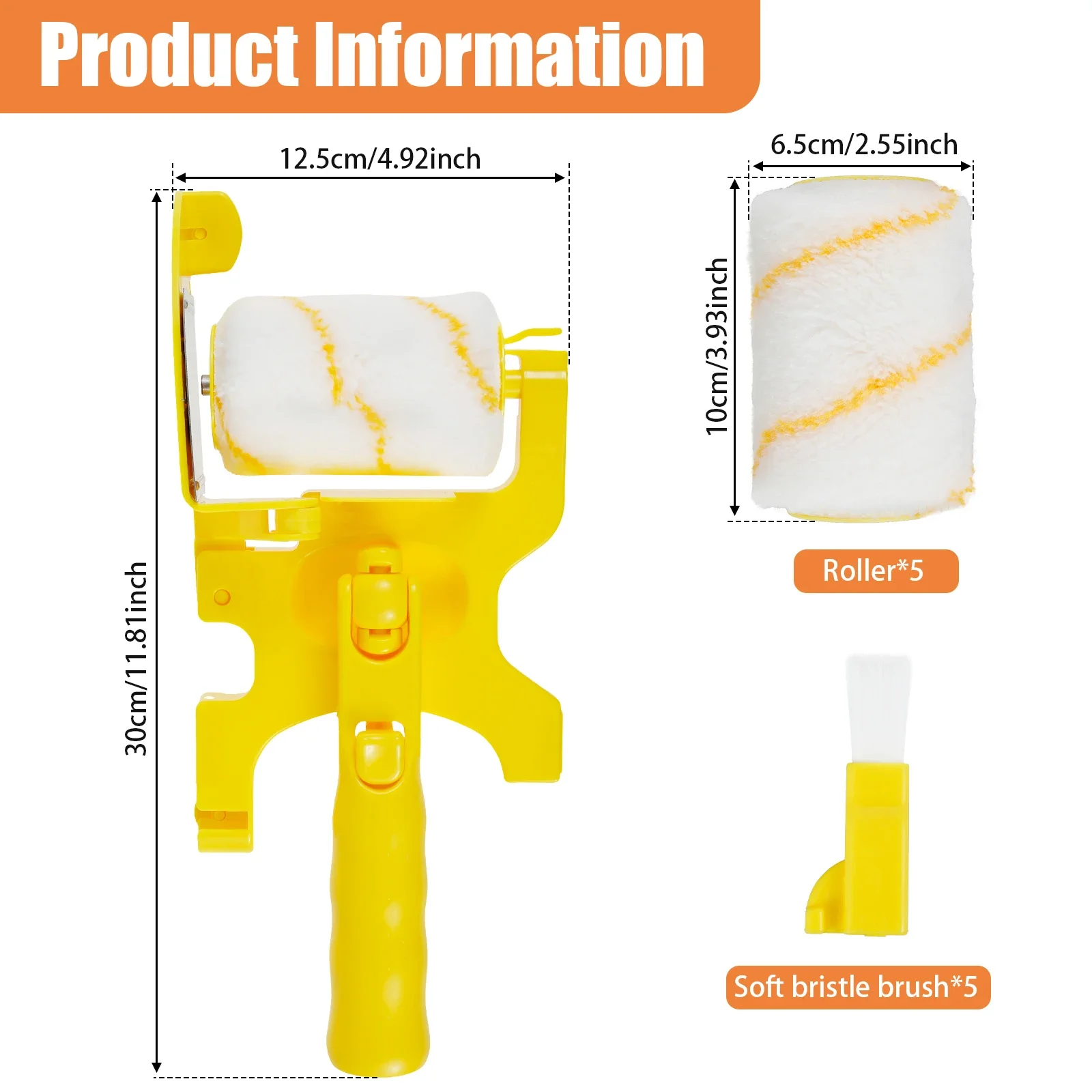 Paint Edger Roller Brush Kit Plastic Wall Paint Roller Multifunctional House Decoration Painting Brush Hand-Held Paint Edger