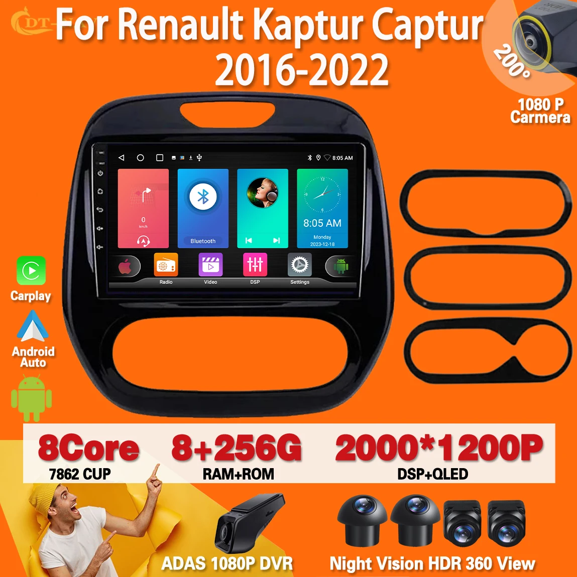 

Android 13 для Renault Kaptur Captur 2016-2022 автомобильное радио Caplay Автомобильный мультимедийный видеоплеер навигатор GPS No 2din DVD 4G WIFI